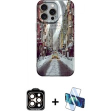 Marsilyan™- iPhone 15 Pro Max Kılıf Nova Doku Prime - Siyah 3D Antistatik Seramik Nano Ekran Koruyucu + Turuncu Pvd Metal Kamera Lens