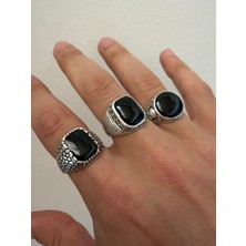 Aida Jewelss 925 Ayar Gümüş  Kaplama 3lü   Işçilikli Tasarım Yüzük Ayarlanabilir Ölçü