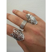 Aida Jewelss 925 Ayar Gümüş  Kaplama 3lü   Işçilikli Tasarım Yüzük Ayarlanabilir Ölçü