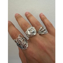 Zadenza Gold Aida Jewelss 925 Ayar Gümüş  Kaplama 3lü   Işçilikli Tasarım Yüzük Ayarlanabilir Ölçü