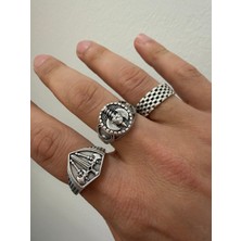 Aida Jewelss 925 Ayar Gümüş  Kaplama 3lü   Işçilikli Tasarım Yüzük Ayarlanabilir Ölçü