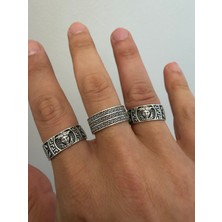 Aida Jewelss 925 Ayar Gümüş  Kaplama 3lü   Işçilikli Tasarım Yüzük Ayarlanabilir Ölçü