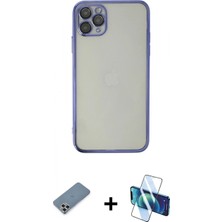 Pileli Store Pilelistore™ iPhone 11 Pro Max Kılıf Vadi Minimal - Siyah 3D Antistatik Cam Ekran Koruyucu + Metal Kamera Lens Koruma Cam - Gs