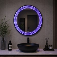 Redpool24 Mor Rgb Premium LED Ayna | 60 cm Yuvarlak LED Ayna | Dekoratif Işıklı Banyo Aynası | Alüminyum Kasa Modern Ayna
