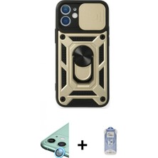 Marsilyan™- iPhone 11 Kılıf Ahenk Klasik - Siyah Joko Magic 5d Cam + Mavi Raze Metal Kamera Lens