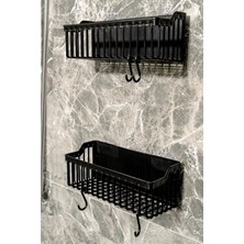 Uravas Store 2 Li Plastik Yapışkanlı Askılı Mutfak- Banyo Rafı Düzenleyici Duş Şampuanlık
