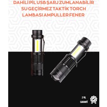 TeknoKapsül Taşınabilir Şarjlı LED Fener - 4 Modlu, 2000LM, Ayarlanabilir Odak -
