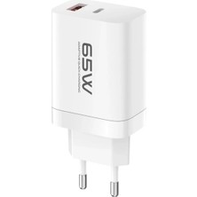 TeknoKapsül C99Q 65W Pd Destekli Type-C USB Çift Çıkışlı Hızlı Şarj Adaptörü - Beyaz