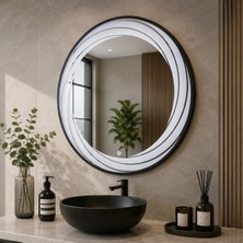 Redpool24 60 cm Modern Beyaz Halka LED Yuvarlak Dokunmatik Ayna | Dekoratif Işıklı Banyo Aynası | Alüminyum Kasa Dokunmatik Ayna