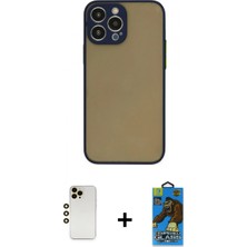 Pileli Store Pilelistore™ iPhone 13 Pro Max Kılıf Ahenk Çizgi Serisi - Siyah 18D Cam Ekran Koruyucu + Shine Kamera Lens - Gd