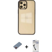 Pileli Store Pilelistore™ iPhone 12 Pro Max Kılıf Doruk Doku Prime - Şeffaf Uv Polymer Nano Ekran Koruyucu + Metal Kamera Lens Koruma Cam - Kı