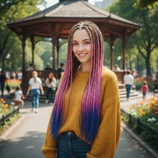 TeknoKapsül Afrika Örgüsü Rasta Için Sen Ombreli / Platin / Lila / Mi