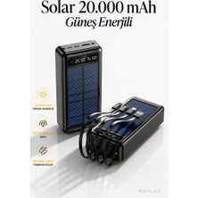 Raylax Solar 20.000 Mah Güneş Enerjili LED Işıklı Powerbank Şarj Aleti 2x USB Çıkışlı Mikro Tycp