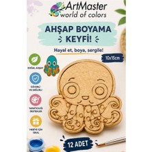 ArtMaster Ahşap Boyama Ahtapot 12 Adet 10X15CM Boyama Deniz Figürü Etkinlik Çoçuk Gelişim Motor Beceri Kreş Anasınıfı