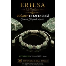 Erilsa Sertifikalı Erılsa Aventurin Terahertz Doğal Taş Bileklik 6 mm Ayarlanabilir El Yapımı Unisex