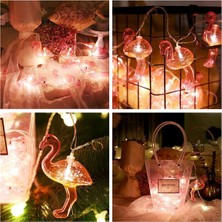 Neu Home 10&amp;apos;lu Pilli LED Flamingo Dekoratif Işık Zinciri Aydınlatma 1,5 mt (5486)