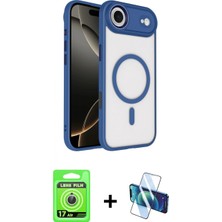 Marsilyan™- iPhone 17 Air Kılıf Kıvılcım Prime - Siyah 3D Antistatik Cam Ekran Koruyucu + Gümüş Raze Metal Kamera Lens