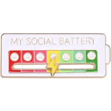 Yıldızan  My Social Battery Hareketli Rozet Pin Broş Beyaz