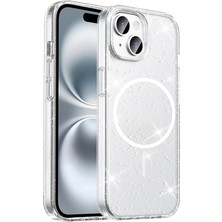 ​apple iPhone 15 Plus Kılıf M-Safe Şarj Özellikli Parlayan Simli Saydam Renkli Zore Maris Kapak