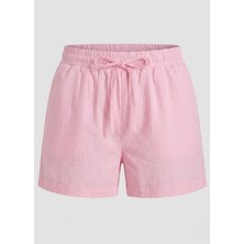 Brandhills Pembe - Beyaz Renk Çizgili Modal Şort