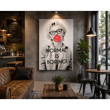 Othello Art Normal Is Boring Kanvas Tablo – Sakız Balonlu Kadın Pop Art Duvar Dekoru, Modern Siyah Beyaz Tablo