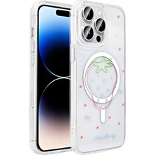 Apple iPhone 14 Pro Max Kılıf M-Safe Şarj Özellikli Şeffaf Zore Folk Sert Kapak