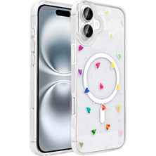 Apple iPhone 16 Kılıf M-Safe Şarj Özellikli Şeffaf Zore Folk Sert Kapak