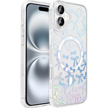 Apple iPhone 16 Kılıf M-Safe Şarj Özellikli Şeffaf Zore Folk Sert Kapak
