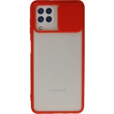 Uravas Store Galaxy A22 Kılıf Palm Buzlu Kamera Sürgülü Silikon - Kırmızı