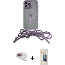 Marsilyan™- iPhone 13 Pro Max Kılıf Eksen Özel Seri - Siyah 6d Mat Seramik Hayalet Nano Ekran Koruyucu + Gökkuşağı Pers Alüminyum Kamera Lens