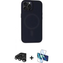 Pileli Store Pilelistore™ iPhone 15 Pro Kılıf Kutup Serisi - Siyah 3D Antistatik Seramik Nano Ekran Koruyucu + Raze Metal Kamera Lens - Tmgı