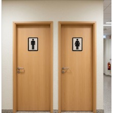 Printona Kabartmalı Bay Tuvalet Kapı Levhası Kadın ve Erkek - Wc Tabelası 10X7 cm