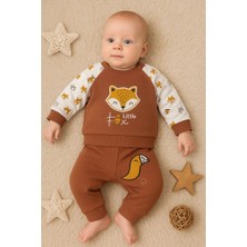 TeknoKapsül Littie Fox Nakışlı % 100 Pamuklu 2'li Erkek Takım