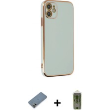 Marsilyan™- iPhone 12 Kılıf Yankı Serisi - Siyah Joko Magic 5d Hayalet Cam + Gold Metal Kamera Lens Koruma Cam