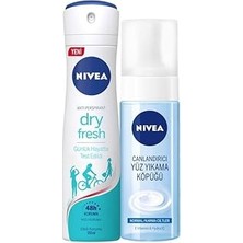 Uravas Store Kadın Sprey Deodorant Dry Fresh, 48 Saat Anti-Perspirant Koruma 150ML ve Yüz Yıkama Köpüğü Canlandı