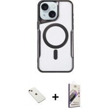 Pileli Store Pilelistore™ iPhone 14 Kılıf Yadigar Klasik Özel Seri - Siyah Bilvis 3D Mat Cam Ekran Koruyucu + Diamond Kamera Lens - Kı