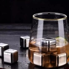 Uravas Store Mey Ithalat® 6'lı Çelik Metal Kaplama Viski Taşı Soğutma Buz Küpü