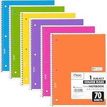 Uravas Store Mead Spiral Defterler, 6'lı Paket, 1-Konu, Kolej Çizgili Kağıt, 8 "x 10-1/2", 70 Yap