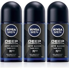 Uravas Store Men Erkek Roll-On Deodorant Deep Dimension 50ML, 48 Saat Koruma, X3 Adet