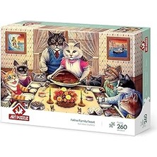 Uravas Store Art Puzzle Kedi Ailesi Ziyafette 260 Parça Puzzle
