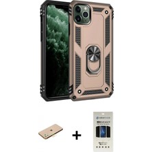 Marsilyan™- iPhone 11 Pro Kılıf Ahenk Klasik Koleksiyonu - Siyah 5d Hayalet Cam Ekran Koruyucu + Sarı Renkli Kamera Lens Koruma Cam