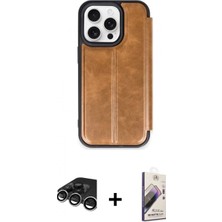 Marsilyan™- iPhone 15 Pro Max Kılıf Zirve Yansıma Serisi - Siyah Bilvis 3D Mat Cam Ekran Koruyucu + Raze Metal Kamera Lens - Gs