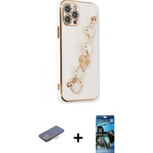 Pileli Store Pilelistore™ iPhone 12 Pro Max Kılıf Nova Işık Prime - Siyah 34D Izgaralı Cam + Renkli Kamera Lens Koruma Cam - Pe