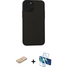 Pileli Store Pilelistore™ iPhone 11 Pro Kılıf Ahenk Çizgi Serisi - Siyah 3D Antistatik Seramik Nano Ekran Koruyucu + Renkli Kamera Lens Koruma Cam - Sı