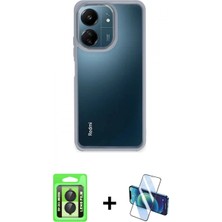 Pileli Store Pilelistore™ Redmi 13C Kılıf Nova Işık Serisi - Siyah 3D Antistatik Seramik Nano Ekran Koruyucu + Raze Metal Kamera Lens - Sh