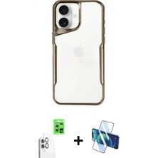 Pileli Store Pilelistore™ iPhone 16 Kılıf Akış Çizgi Koleksiyonu - Siyah 3D Antistatik Seramik Nano Ekran Koruyucu + Raze Metal Kamera Lens - Bz