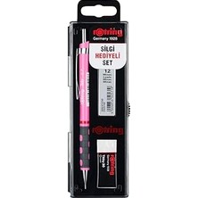 Uravas Store Rotring Tikky Mekanik Kurşun Kalem, Uç ve Silgi Seti, 0,7 mm Kalem, 2b Uç, Orta Boy Silgi, Neon Pem