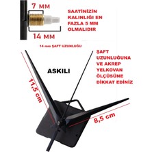 Cnr Shop Saat Mekanizması, 14 mm Şaft Boyu Sessiz Çalışır Saat Makinesi Akrep-Yelkovan-Saniye-(Askılı)