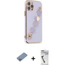 Marsilyan™- iPhone 12 Pro Max Kılıf Nova Işık Prime - Şeffaf Uv Polymer Nano Ekran Koruyucu + Gökkuşağı Shine Kamera Lens Koruma Cam