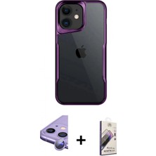 Marsilyan™- iPhone 11 Kılıf Akış Çizgi Koleksiyonu - Siyah Bilvis 3D Mat Cam Ekran Koruyucu + Mor Raze Metal Kamera Lens